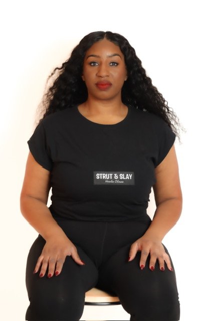 Melanie, owner and instructor of Strut and Slay