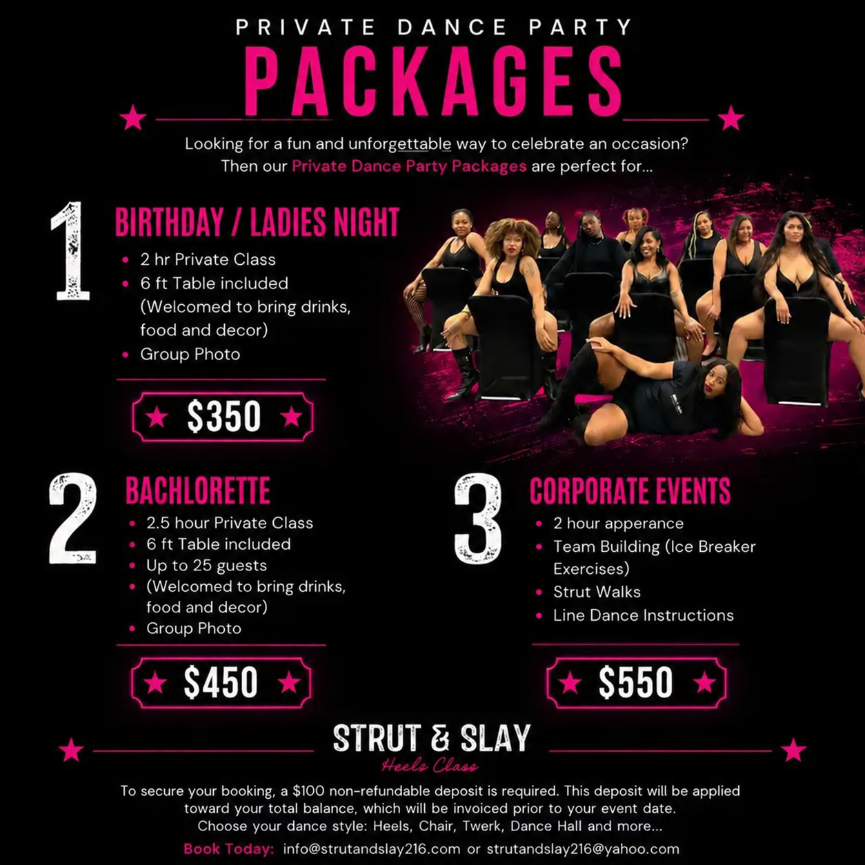 Private dance class packages and rates